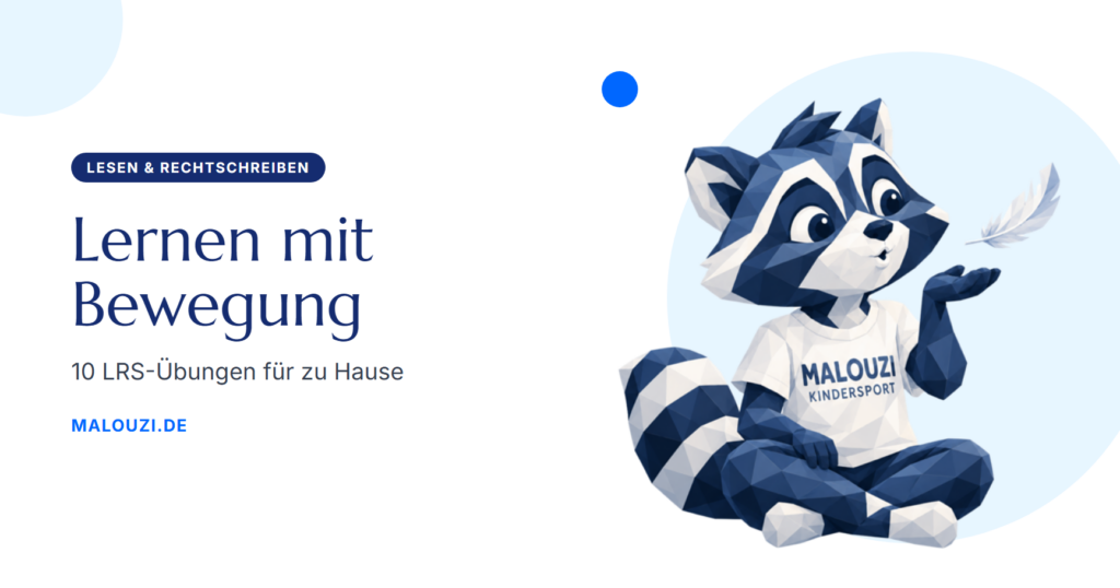 Milo, der Malouzi-Waschbär, mit einer Feder – Lernen mit Bewegung bei LRS